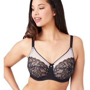Wacoal Retro Chic Full Figure Underwire Bra  44DDD Black Lace WL112